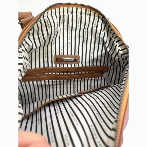 Social Anxiety	brown pebbled leather boho crossbody purse - Picture 5 of 7